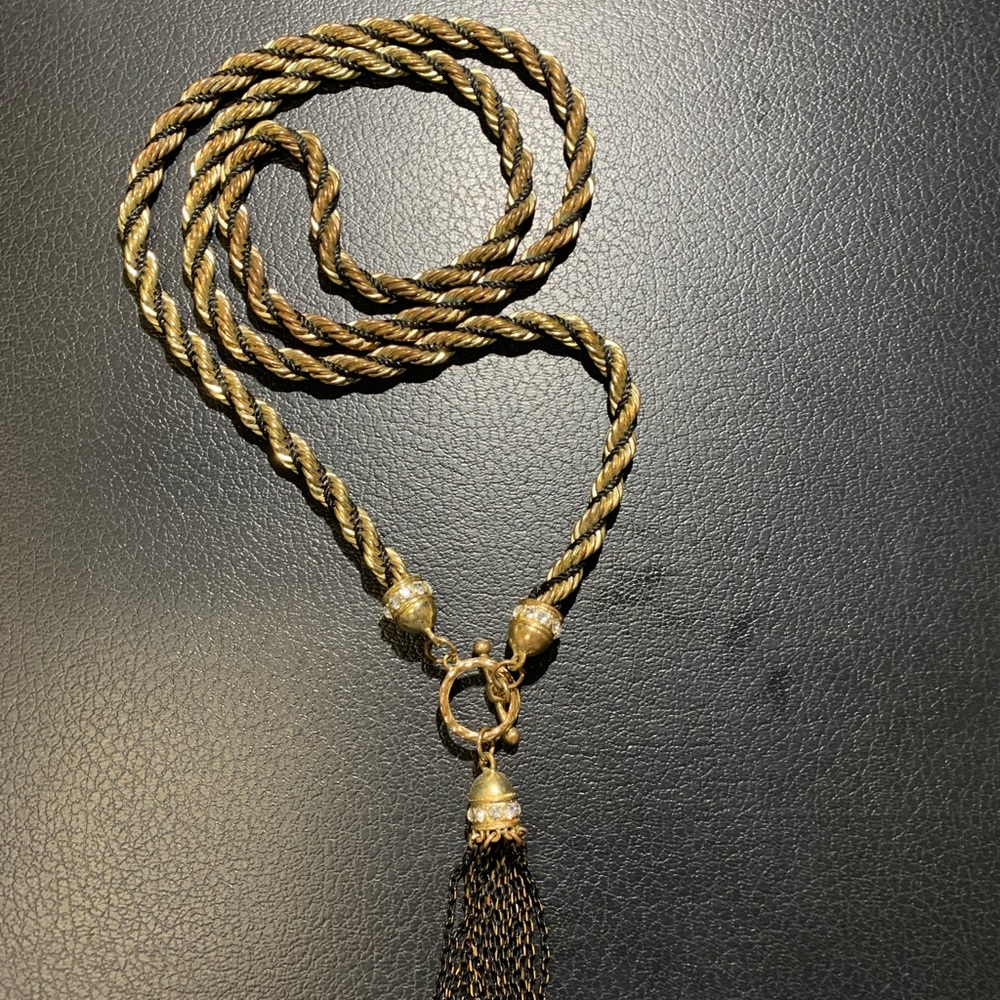 Gold and black rope chain necklace